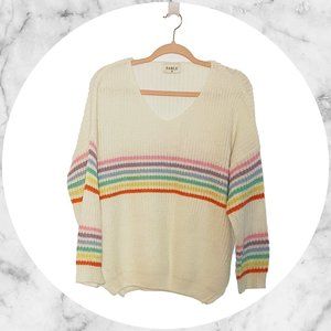 Fable Oversized Rainbow V-neck Sweater Size S/M